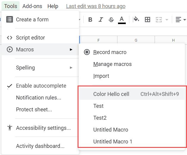 Hướng dẫn chi tiết cách ghi Macro trong Google Sheets
